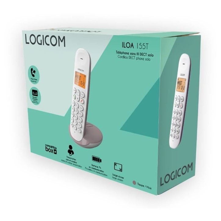Téléphone fixe sans fil - LOGICOM - DECT ILOA 155T SOLO - Taupe - Avec répondeur Téléphone fixe sans fil - LOGICOM - DECT ILOA 155T SOLO - Taupe - Avec répondeur