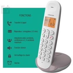 Téléphone fixe sans fil - LOGICOM - DECT ILOA 155T SOLO - Taupe - Av