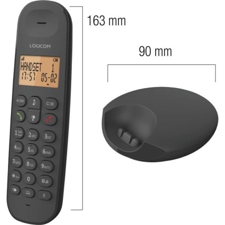 Téléphone fixe sans fil - LOGICOM - DECT ILOA 100 SOLO - Ardoise - Sans répondeur