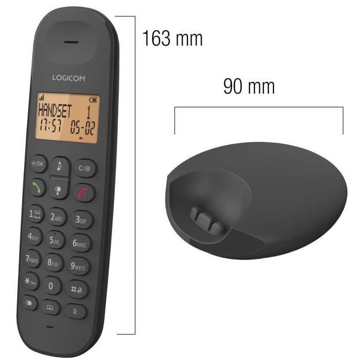 Téléphone fixe sans fil - LOGICOM - DECT ILOA 100 SOLO - Ardoise - Sans répondeur