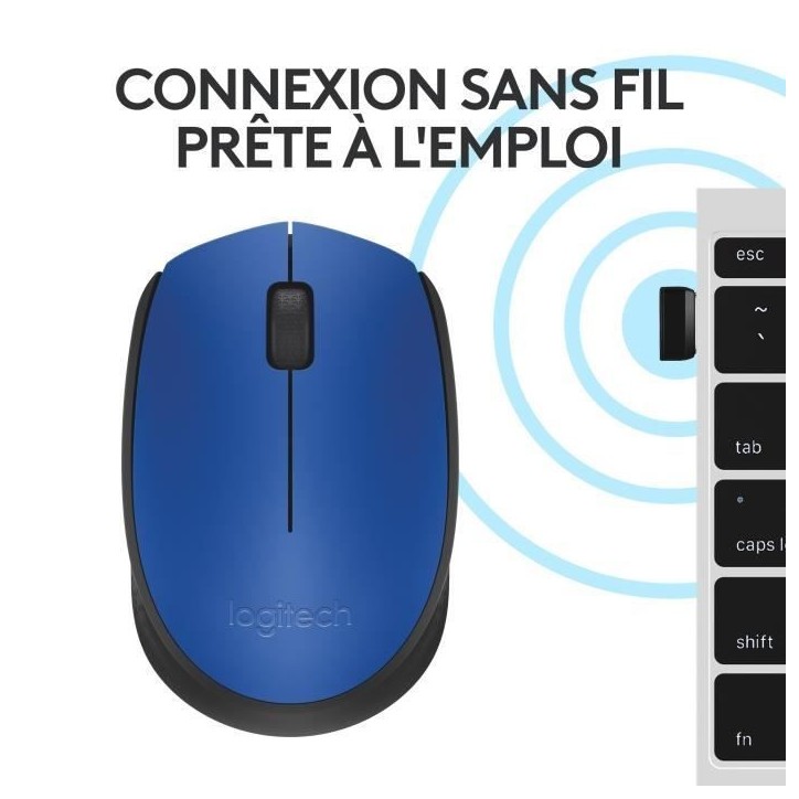 Souris - Sans Fil - Logitech - M171 - Bleu - Ambidextre