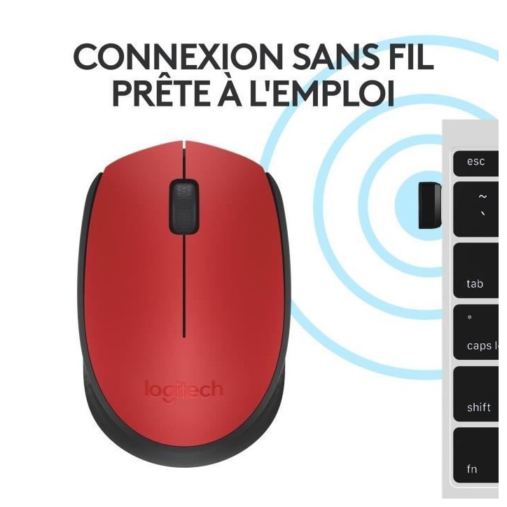 Souris - Sans Fil - Logitech - M171 - Rouge - Ambidextre