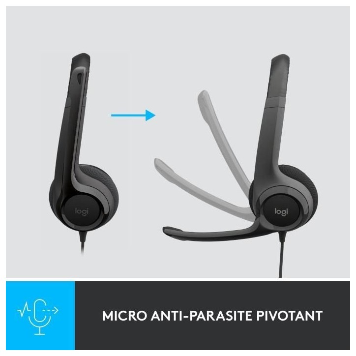 Casque - Filaire - Logitech - H390 - USB - Anti-parasite - Noir Casque - Filaire - Logitech - H390 - USB - Anti-parasite - Noir