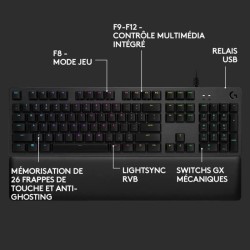 Clavier gamer - Filaire - Logitech G - G513 - AZERTY - Mécanique - RG