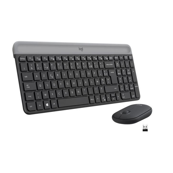 Ensemble Clavier Souris - Sans fil - Logitech - MK470 Slim - Silencieux - AZERTY - Noir Ensemble Clavier Souris - Sans fil - Logitech - MK470 Slim - Silencieux - AZERTY - Noir