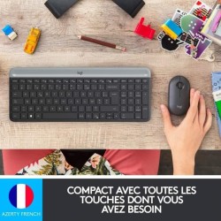 Ensemble Clavier Souris - Sans fil - Logitech - MK470 Slim - Silencieu