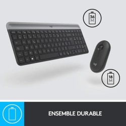 Ensemble Clavier Souris - Sans fil - Logitech - MK470 Slim - Silencieu