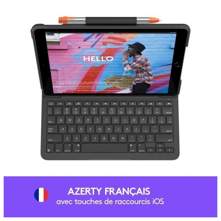 Etui clavier - Logitech - Slim Folio - AZERTY - Pour iPad 10.2 (7e, 8e, 9e génération) - Gris Etui clavier - Logitech - Slim Folio - AZERTY - Pour iPad 10.2 (7e, 8e, 9e génération) - Gris