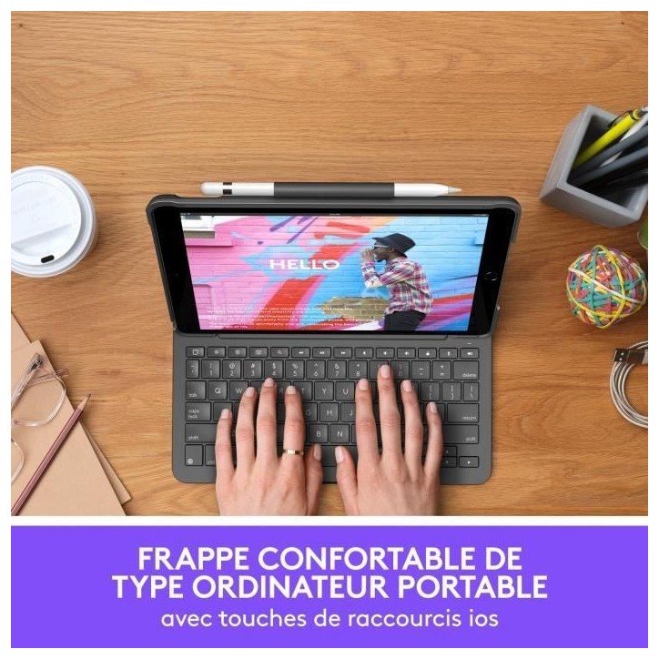 Etui clavier - Logitech - Slim Folio - AZERTY - Pour iPad 10.2 (7e, 8e, 9e génération) - Gris Etui clavier - Logitech - Slim Folio - AZERTY - Pour iPad 10.2 (7e, 8e, 9e génération) - Gris