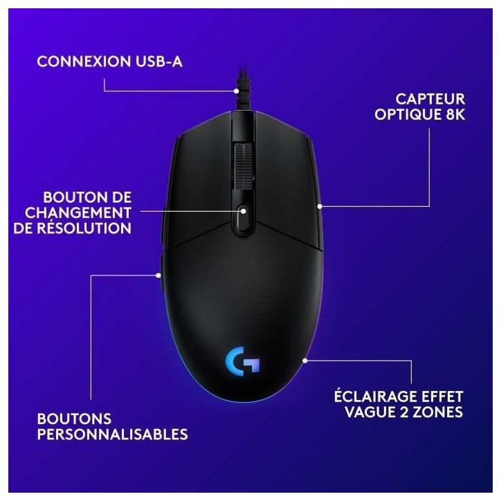 Souris gamer - Filaire - Logitech G - G203 - Noir Souris gamer - Filaire - Logitech G - G203 - Noir