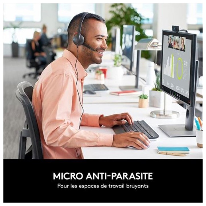 Casque - Filaire - Logitech - H340 - USB - Anti-parasite - Noir Casque - Filaire - Logitech - H340 - USB - Anti-parasite - Noir