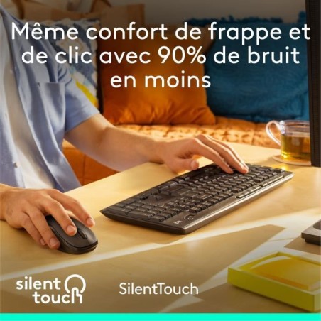 Ensemble Clavier Souris - Sans fil - Logitech - MK295 - AZERTY - Noir