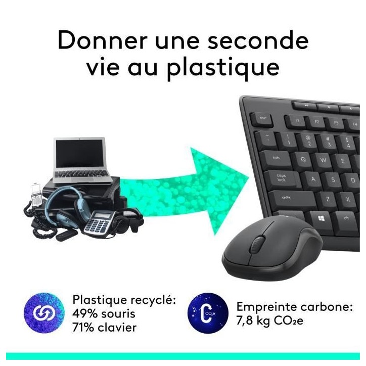Ensemble Clavier Souris - Sans fil - Logitech - MK295 - AZERTY - Noir Ensemble Clavier Souris - Sans fil - Logitech - MK295 - AZERTY - Noir
