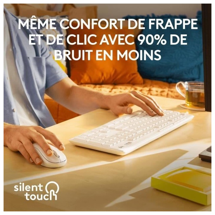 Ensemble Clavier Souris - Sans fil - Logitech - MK295 - AZERTY - Blanc Ensemble Clavier Souris - Sans fil - Logitech - MK295 - AZERTY - Blanc