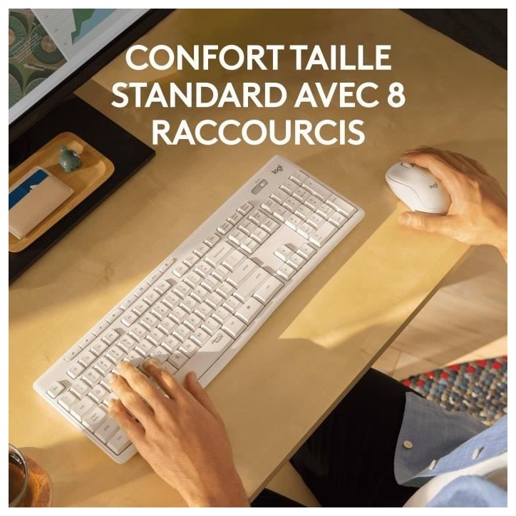 Ensemble Clavier Souris - Sans fil - Logitech - MK295 - AZERTY - Blanc Ensemble Clavier Souris - Sans fil - Logitech - MK295 - AZERTY - Blanc