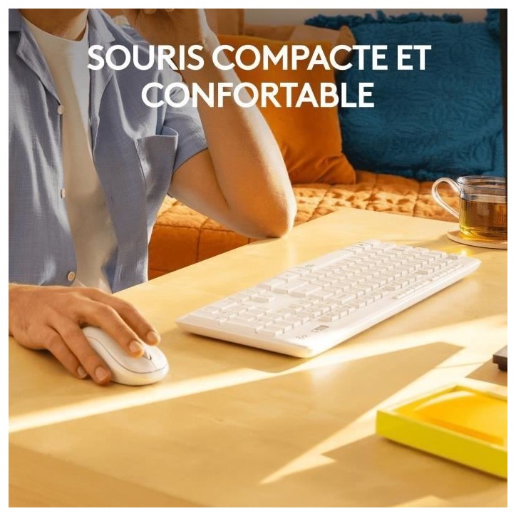 Ensemble Clavier Souris - Sans fil - Logitech - MK295 - AZERTY - Blanc Ensemble Clavier Souris - Sans fil - Logitech - MK295 - AZERTY - Blanc