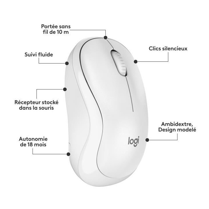 Ensemble Clavier Souris - Sans fil - Logitech - MK295 - AZERTY - Blanc Ensemble Clavier Souris - Sans fil - Logitech - MK295 - AZERTY - Blanc