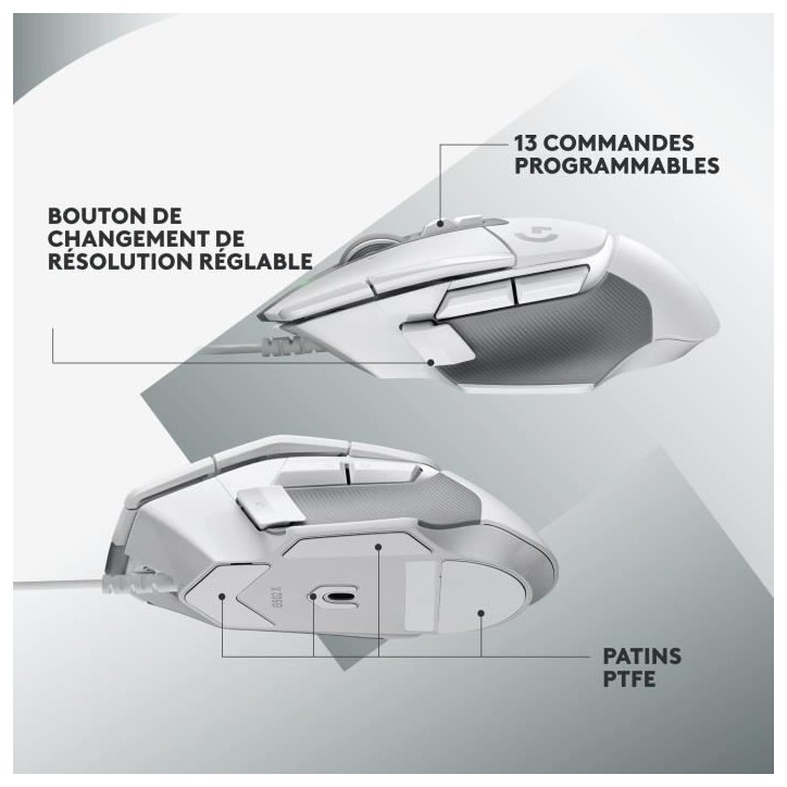 Souris gamer - Filaire - Logitech G - G502 X - Blanc Souris gamer - Filaire - Logitech G - G502 X - Blanc