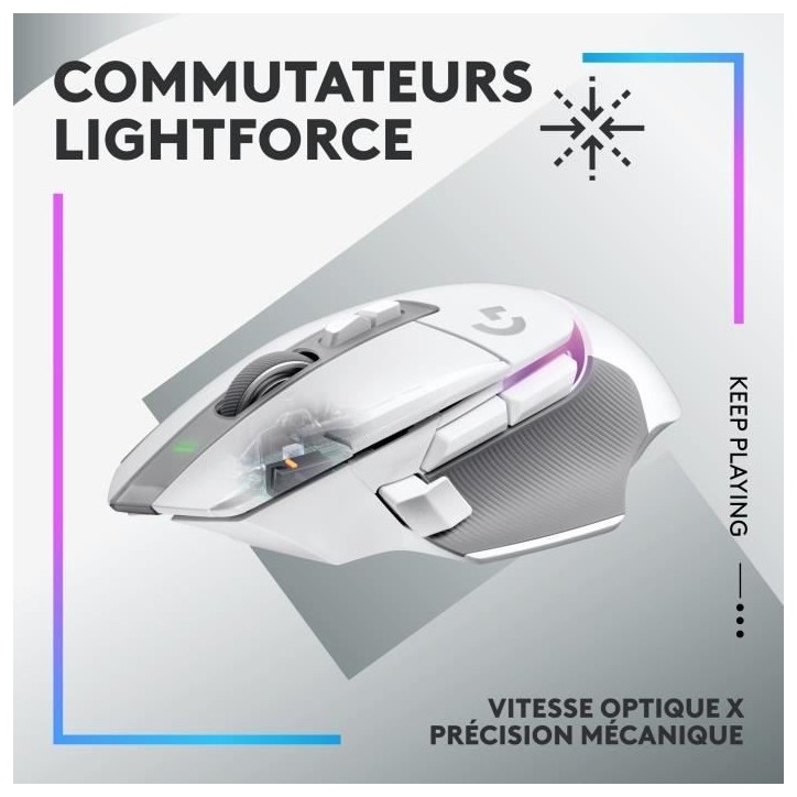 Souris gamer - Sans fil - Logitech G - G502 X Plus - Blanc Souris gamer - Sans fil - Logitech G - G502 X Plus - Blanc