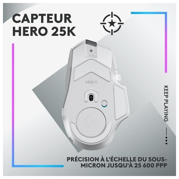 Souris gamer - Sans fil - Logitech G - G502 X Plus - Blanc Souris gamer - Sans fil - Logitech G - G502 X Plus - Blanc