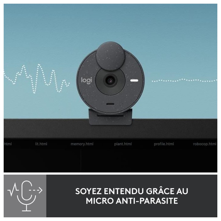 Webcam - Full HD 1080p - Logitech - Brio 300 - Microphone intégré - Graphite