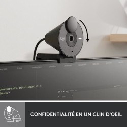 Webcam - Full HD 1080p - Logitech - Brio 300 - Microphone intégré -