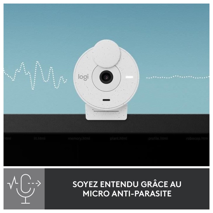 Webcam - Full HD 1080p - Logitech - Brio 300 - Microphone intégré - Blanc Webcam - Full HD 1080p - Logitech - Brio 300 - Microphone intégré - Blanc