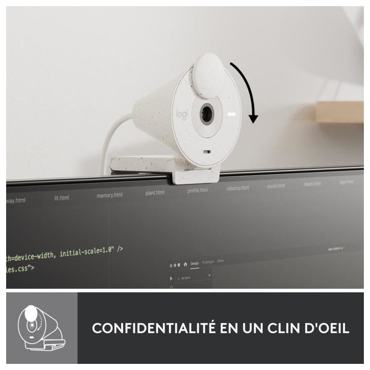Webcam - Full HD 1080p - Logitech - Brio 300 - Microphone intégré - Blanc Webcam - Full HD 1080p - Logitech - Brio 300 - Microphone intégré - Blanc