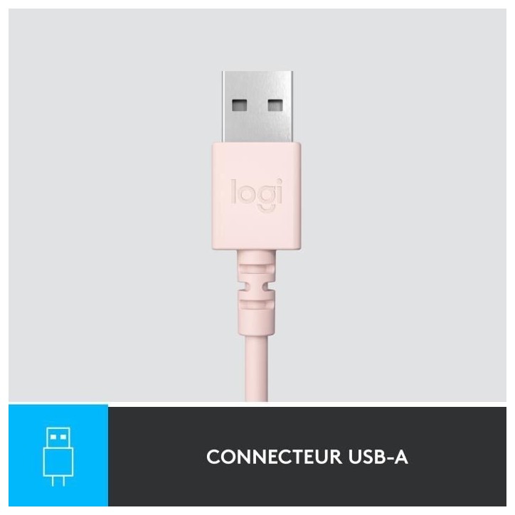 Casque - Filaire - Logitech - H390 - USB - Anti-parasite - Rose Casque - Filaire - Logitech - H390 - USB - Anti-parasite - Rose