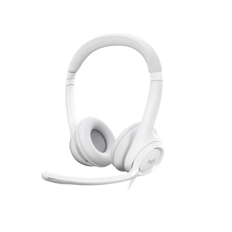 Casque - Filaire - Logitech - H390 - USB - Anti-parasite - Blanc Casque - Filaire - Logitech - H390 - USB - Anti-parasite - Blanc