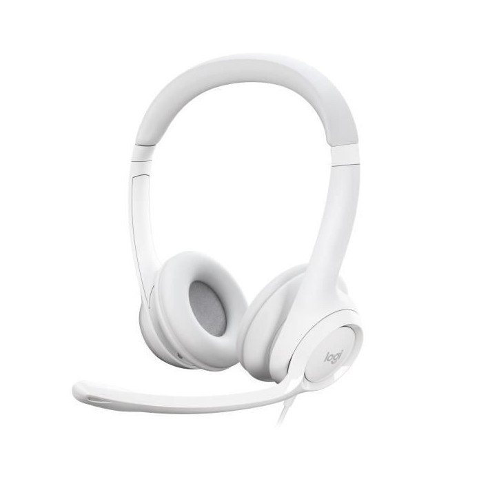 Casque - Filaire - Logitech - H390 - USB - Anti-parasite - Blanc Casque - Filaire - Logitech - H390 - USB - Anti-parasite - Blanc