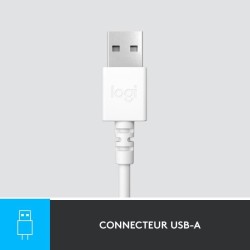 Casque - Filaire - Logitech - H390 - USB - Anti-parasite - Blanc