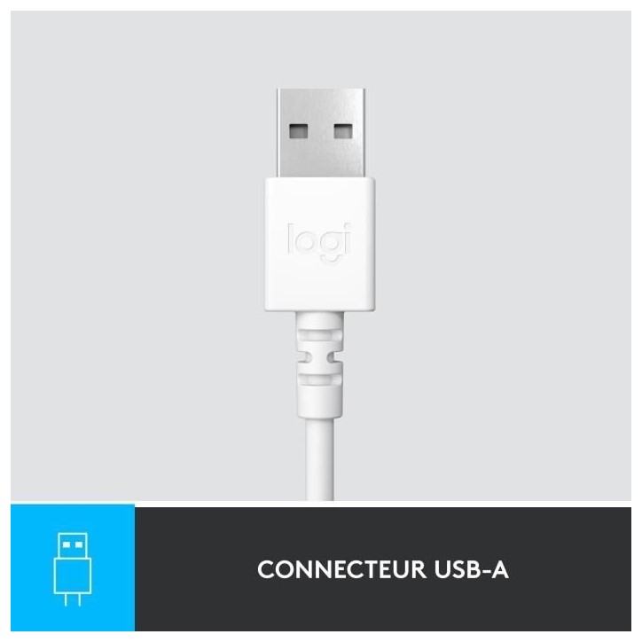 Casque - Filaire - Logitech - H390 - USB - Anti-parasite - Blanc Casque - Filaire - Logitech - H390 - USB - Anti-parasite - Blanc