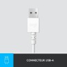 Casque - Filaire - Logitech - H390 - USB - Anti-parasite - Blanc