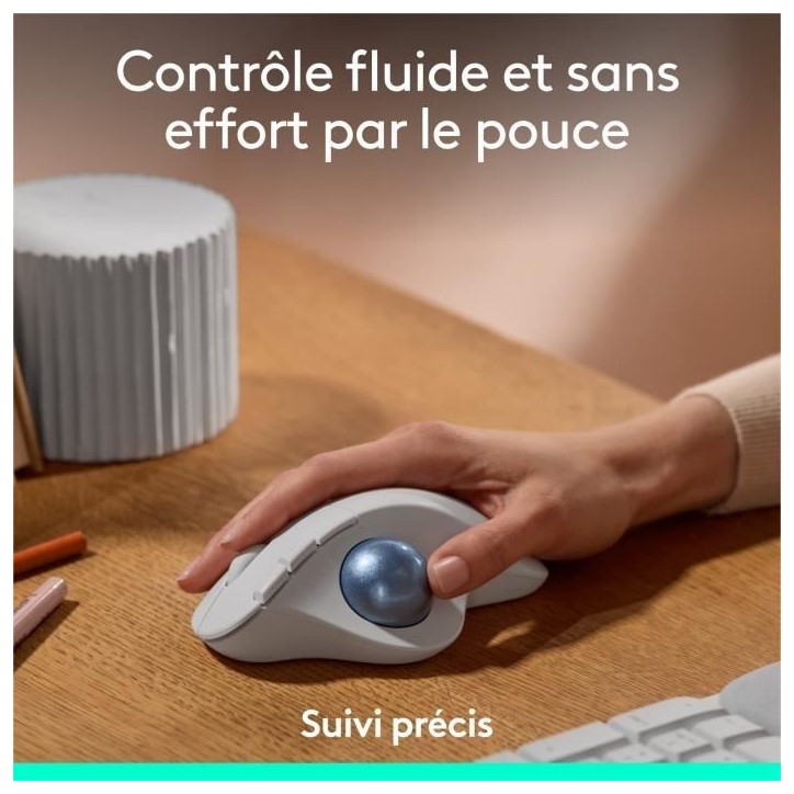 Souris - Sans fil - Logitech - Ergo M575S - Blanc