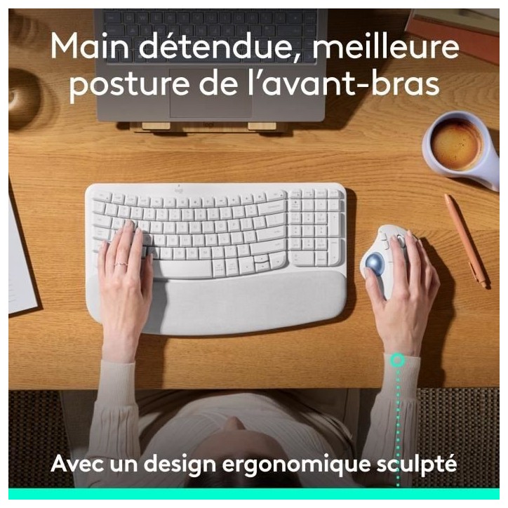 Souris - Sans fil - Logitech - Ergo M575S - Blanc