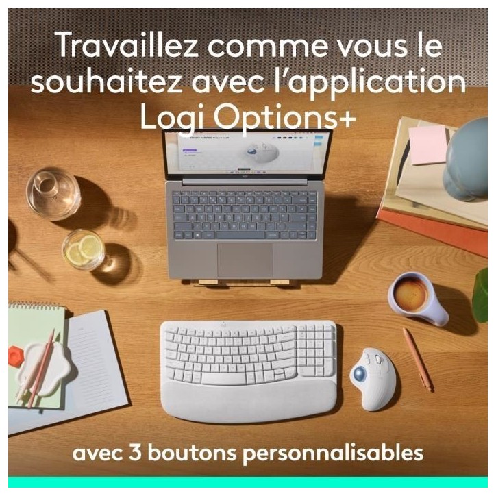 Souris - Sans fil - Logitech - Ergo M575S - Blanc
