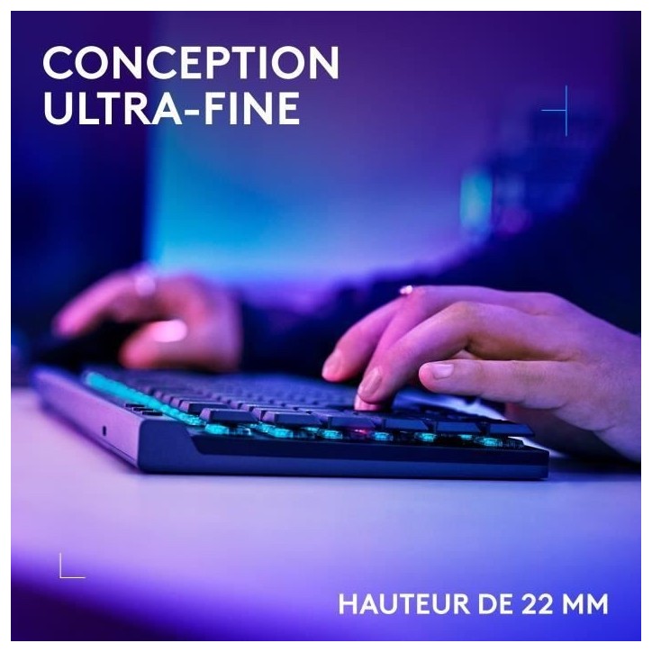 Clavier gamer - Sans fil - Logitech G - G515 TKL Lightspeed - AZERTY - Mécanique linéaire - Rétroéclairé - Noir Clavier gamer - Sans fil - Logitech G - G515 TKL Lightspeed - AZERTY - Mécanique linéaire - Rétroéclairé - Noir