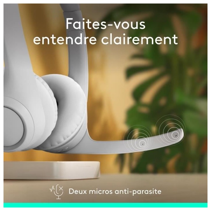 Casque - Sans fil - Logitech - Zone 300 - Bluetooth - Anti-parasite - Blanc