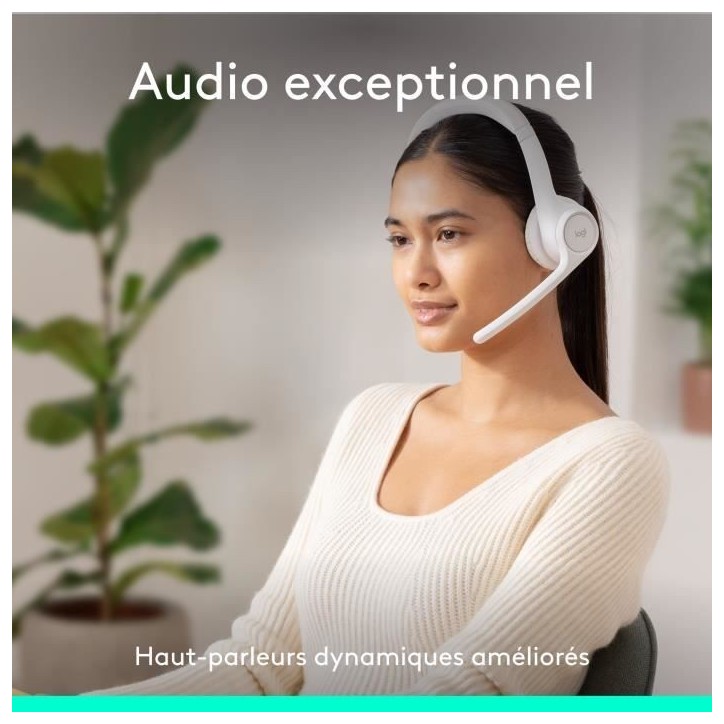 Casque - Sans fil - Logitech - Zone 300 - Bluetooth - Anti-parasite - Blanc