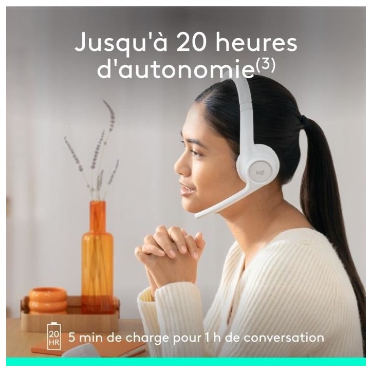 Casque - Sans fil - Logitech - Zone 300 - Bluetooth - Anti-parasite - Blanc