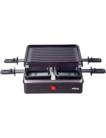 WEASY LUGA40 - Appareil a raclette et grill 4 personnes - 600W - Revetement anti-adhésif - 19,7x19,7cm - Plaque amovible