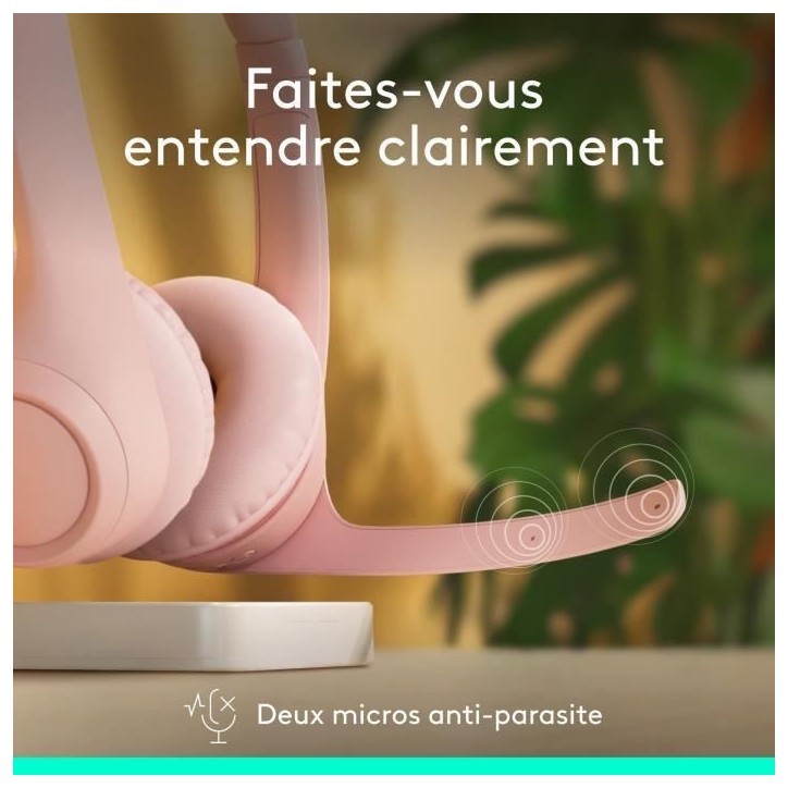 Casque - Sans fil - Logitech - Zone 300 - Bluetooth - Anti-parasite - Rose Casque - Sans fil - Logitech - Zone 300 - Bluetooth - Anti-parasite - Rose