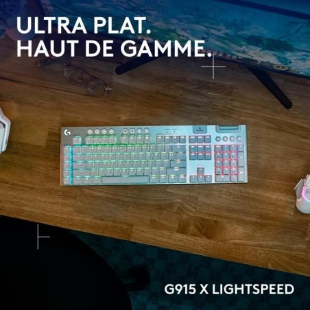 Clavier gamer - Sans fil - Logitech G - G915 X - AZERTY - Mécanique - Blanc