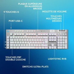 Clavier gamer - Sans fil - Logitech G - G915 X - AZERTY - Mécanique -