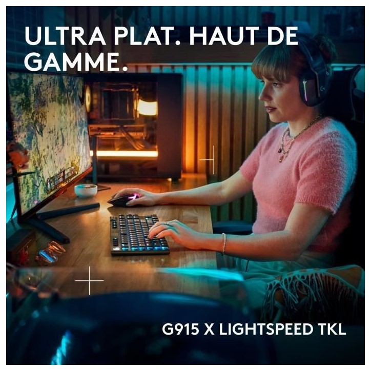 Clavier gamer - Sans fil - Logitech G - G915 TKL X - AZERTY - Switch clicky - Noir Clavier gamer - Sans fil - Logitech G - G915 TKL X - AZERTY - Switch clicky - Noir