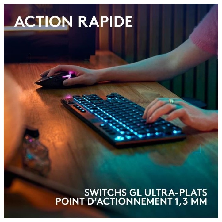 Clavier gamer - Sans fil - Logitech G - G915 TKL X - AZERTY - Switch clicky - Noir Clavier gamer - Sans fil - Logitech G - G915 TKL X - AZERTY - Switch clicky - Noir