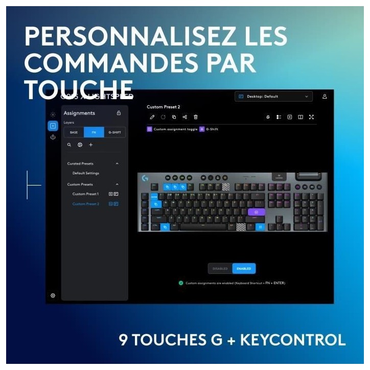 Clavier gamer - Sans fil - Logitech G - G915 X - AZERTY - Switch clicky - Noir Clavier gamer - Sans fil - Logitech G - G915 X - AZERTY - Switch clicky - Noir