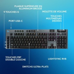 Clavier gamer - Sans fil - Logitech G - G915 TKL X - AZERTY - Switch l