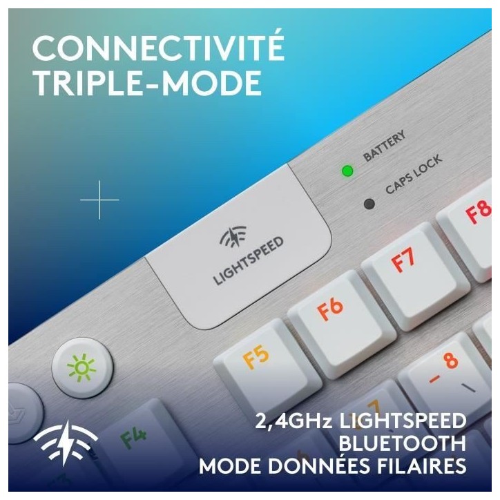 Clavier gamer - Sans fil - Logitech G - G915 TKL X - AZERTY - Switch tactile - Blanc Clavier gamer - Sans fil - Logitech G - G915 TKL X - AZERTY - Switch tactile - Blanc